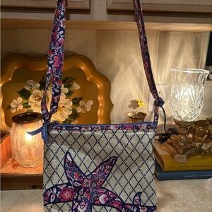 Vera Bradley Blue and Pink Crossbody Bag with Adjustable Strap